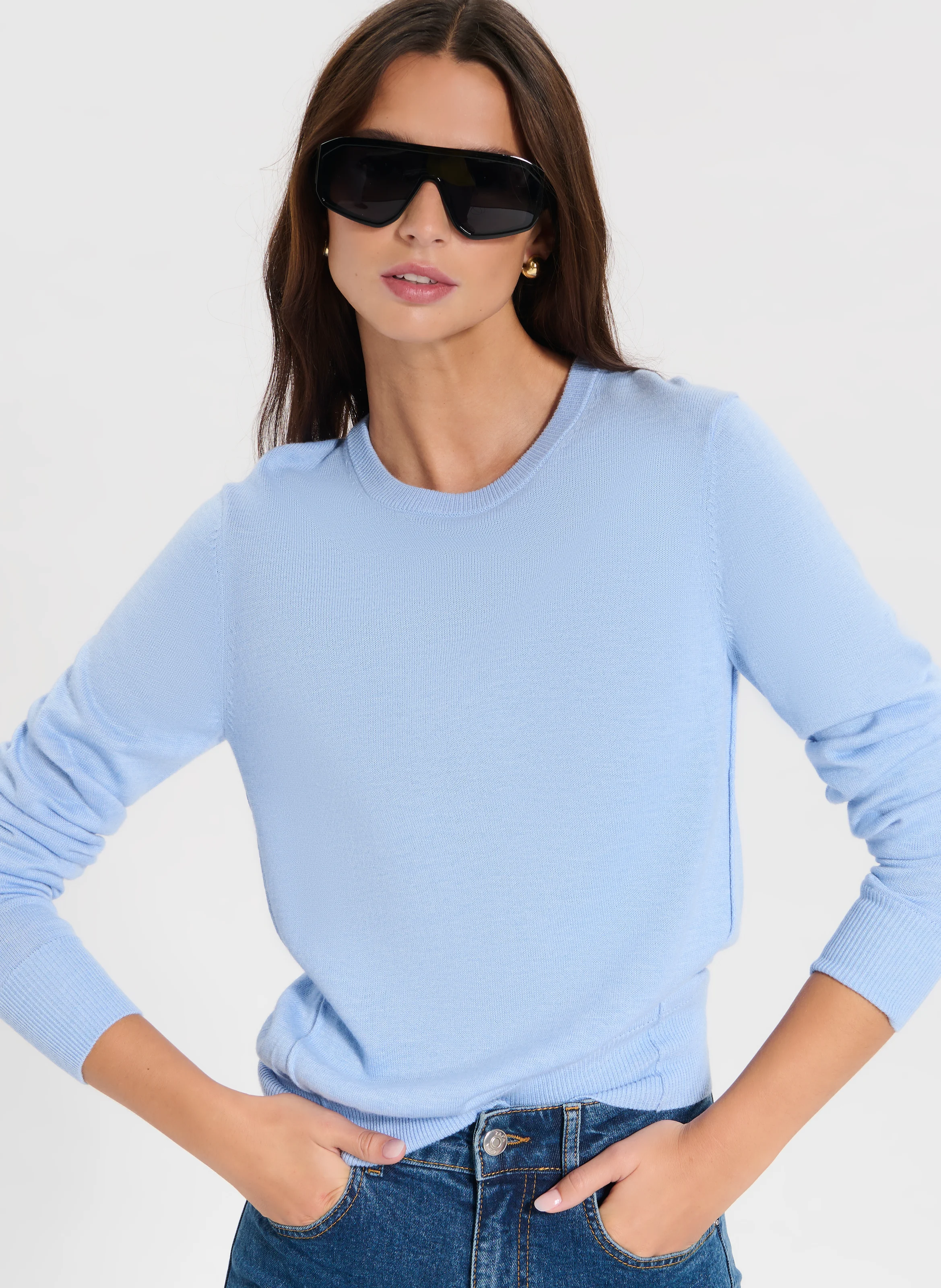 PUCCINO - Pull droit en maille | Bleu