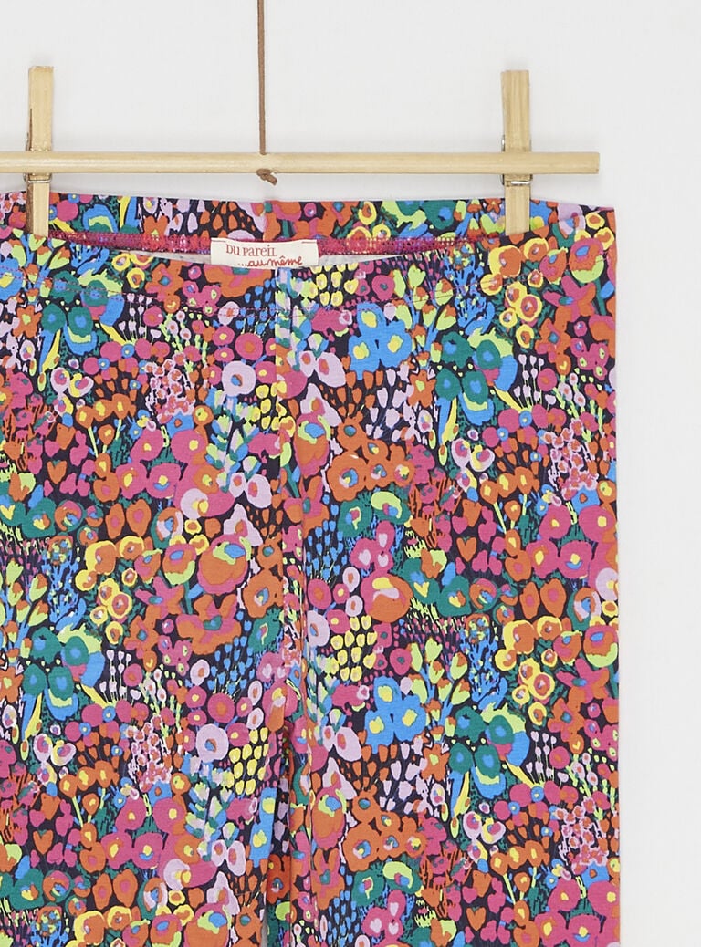 Legging à fleurs multicolores pour fille