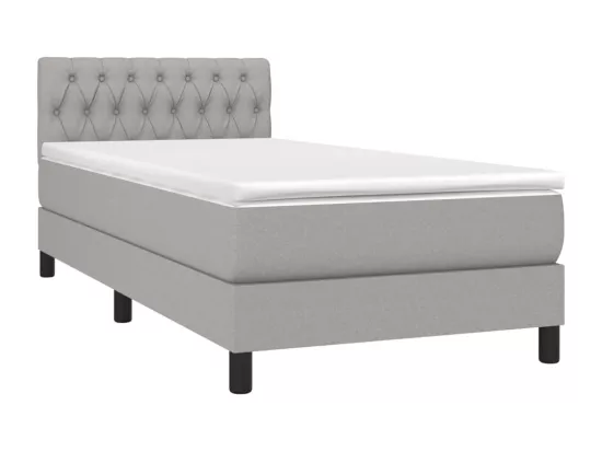 Sommier tapissier avec matelas et LED Gris clair 90x190cm Tissu