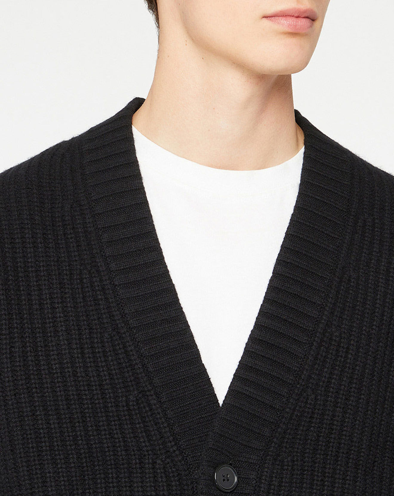 Galeries Lafayette Cardigan en Laine & Cachemire Potecard Gulet Boxy noir