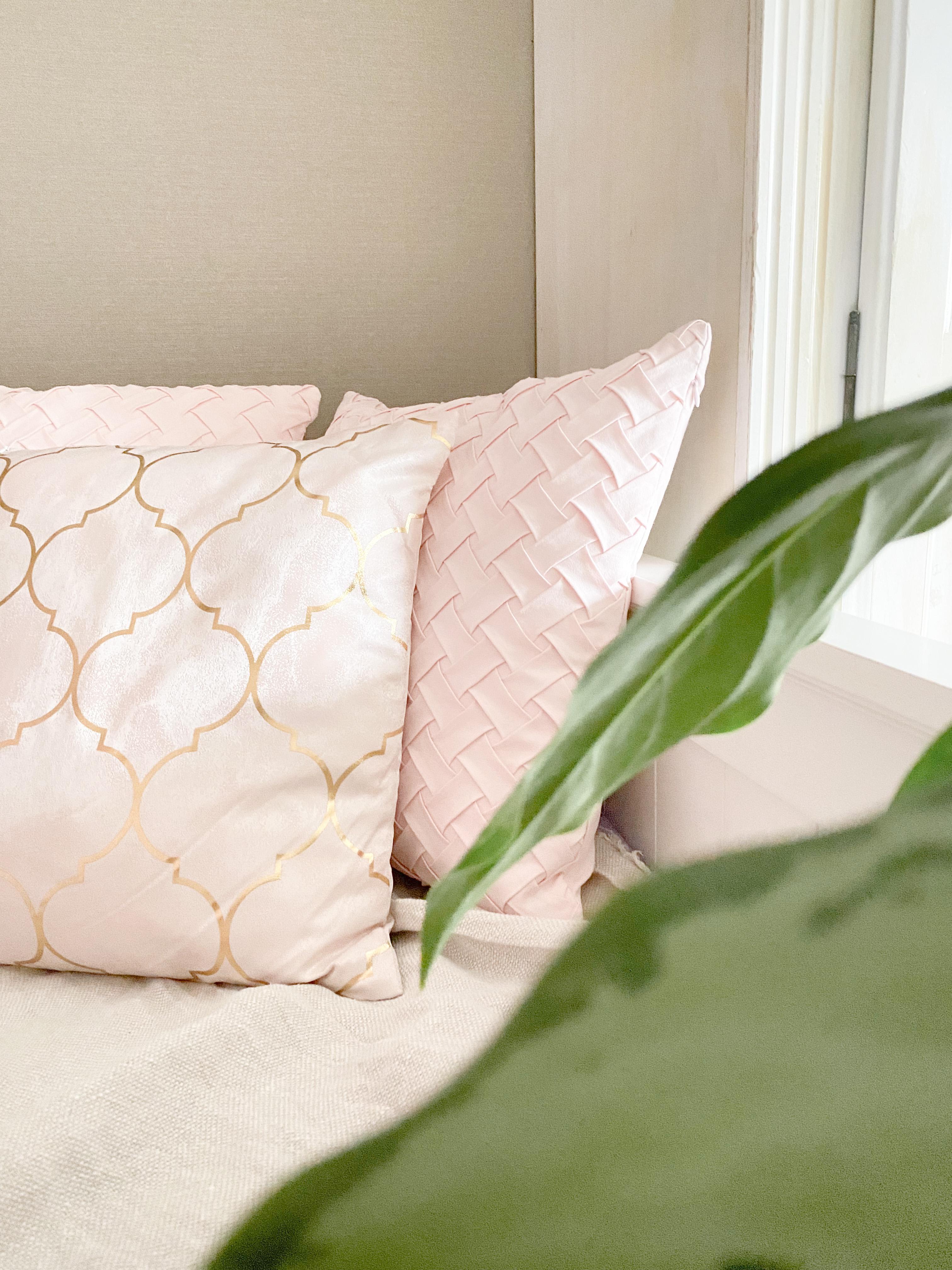 Set van 2 sierkussens TITHONIA 45 x 45 cm Roze chevron patroon