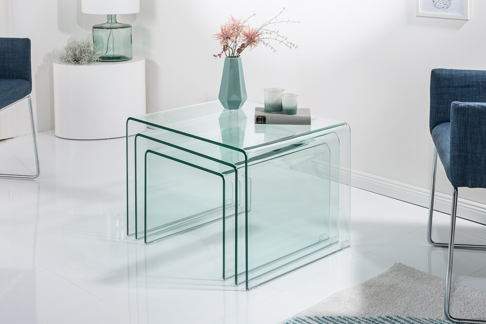 riess-ambiente Couchtisch FANTOME -60cm Beistelltische transparent 3er Set Glas