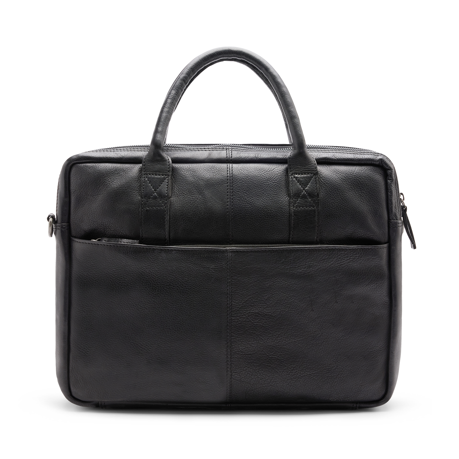 18 inch zwarte leren laptoptas