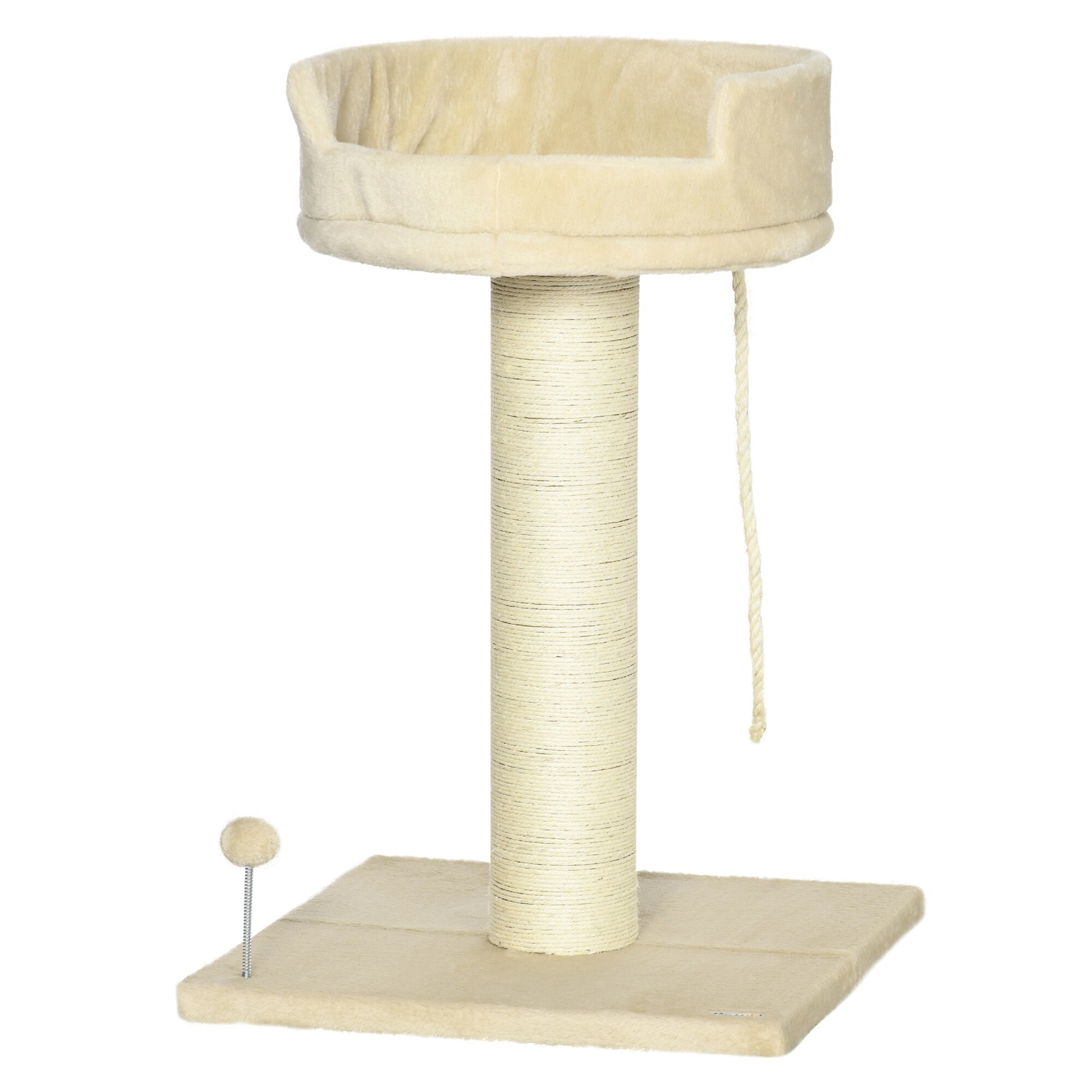 PawHut Kratzbaum mit Spielball und Liegeebene beige 55L x 55B x 83H cm