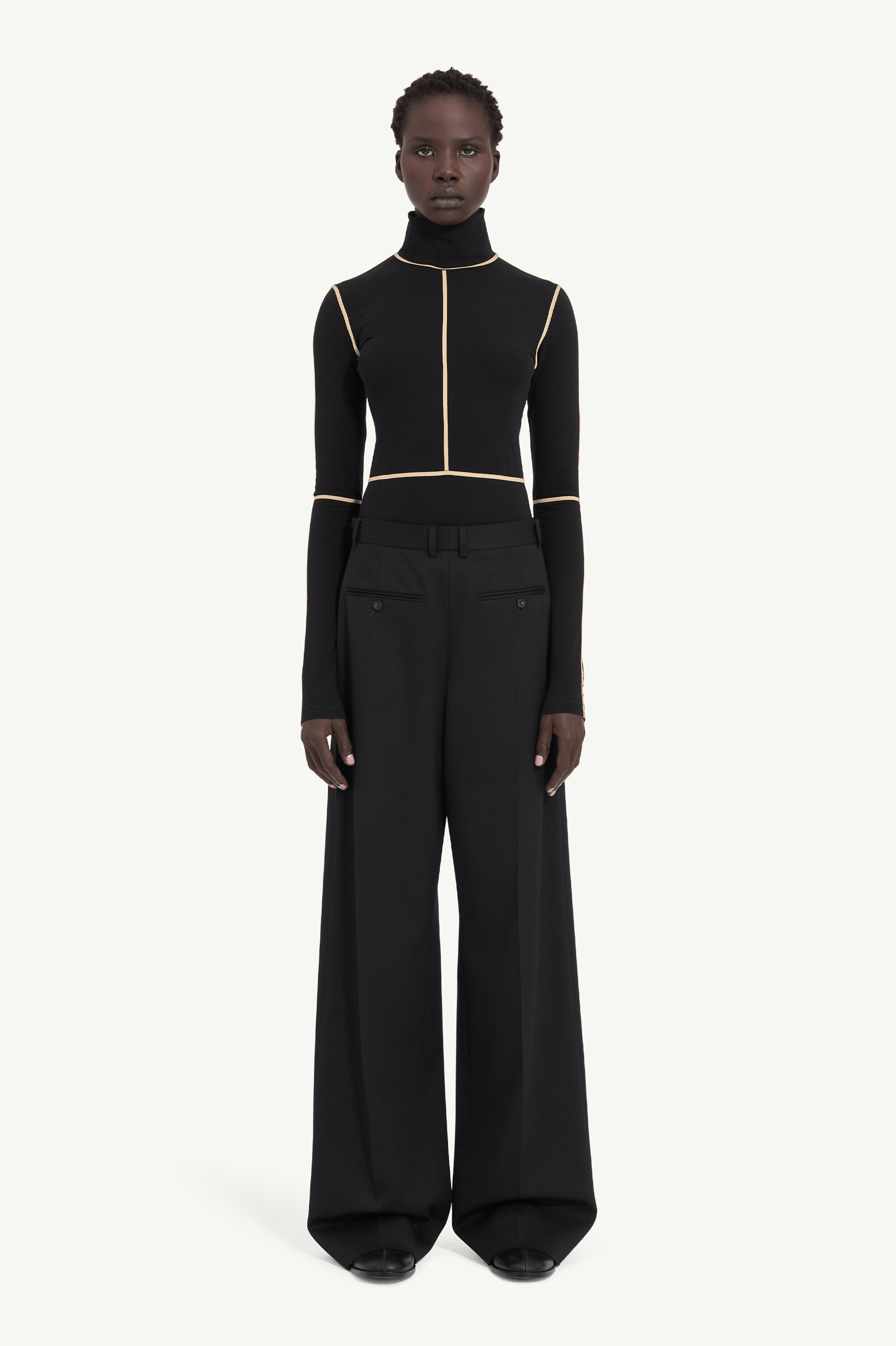 Pantalon ajusté en mélange de laine pour femme | MM6 Noir