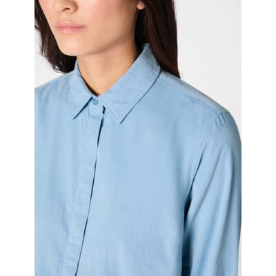 Damenbluse Feincord, Hellblau