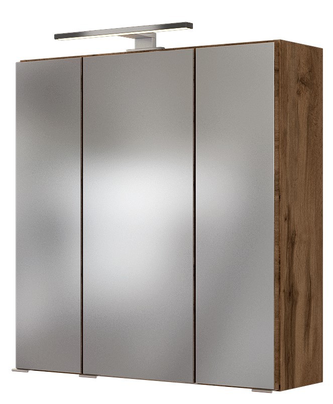 3D-Spiegelschrank BAABE - Wotaneiche - mit LED-Beleuchtung - 60 cm
