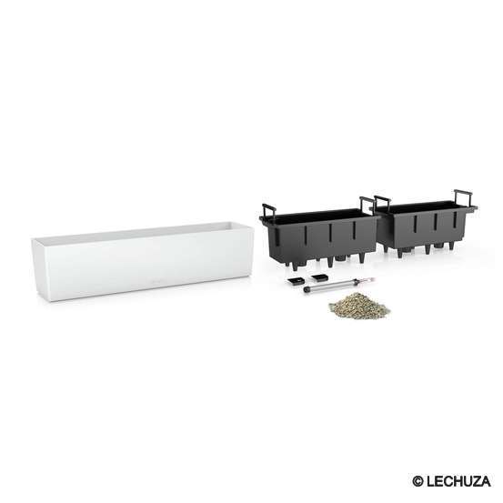 Jardinière balconera color en plastique gris ardoise - 79x19x19 cm
