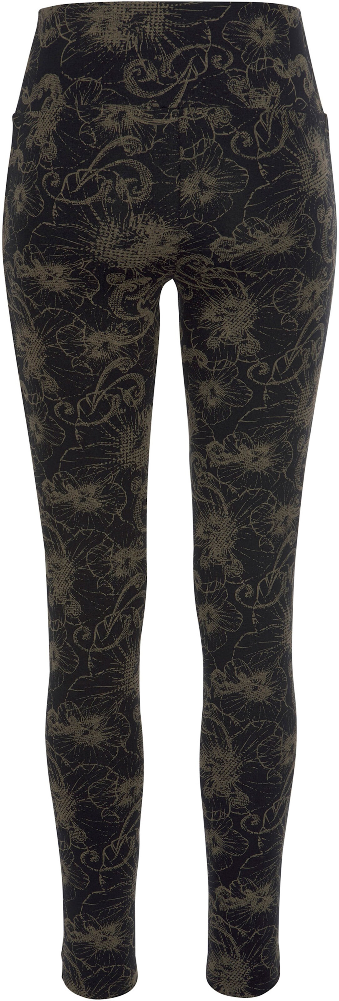 H.I.S Leggings in schwarz-bedruckt, schwarz-uni