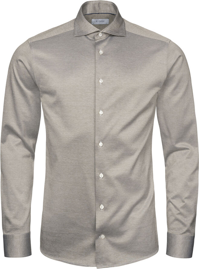 ETON Contemporary Fit Light Green Solid Filo Di Scozia Pique Shirt Grøn