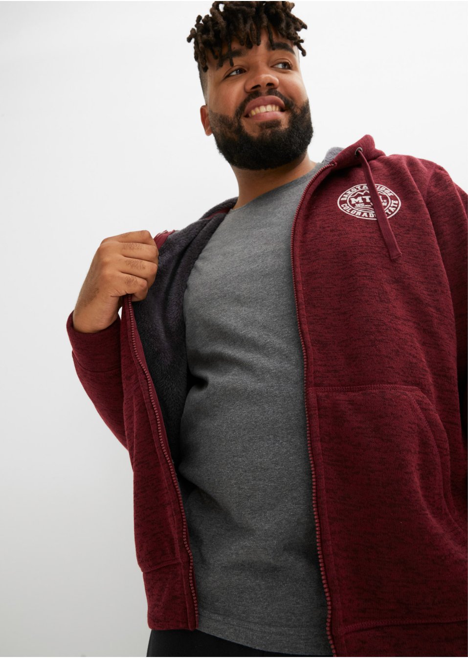 Veste sweat à capuche avec doublure peluche