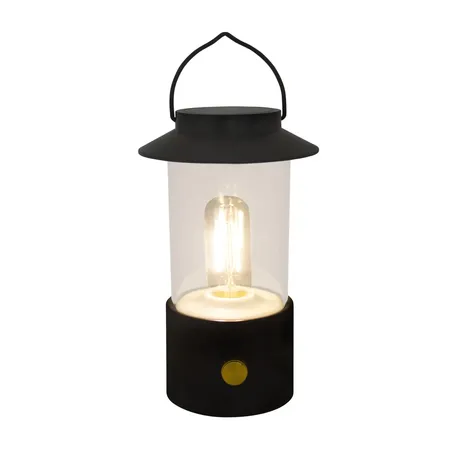 Idena LED Campinglaterne Batterie schwarz 19cm