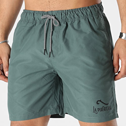 Short De Bain Logo 2 Vert Kaki Foncé Noir