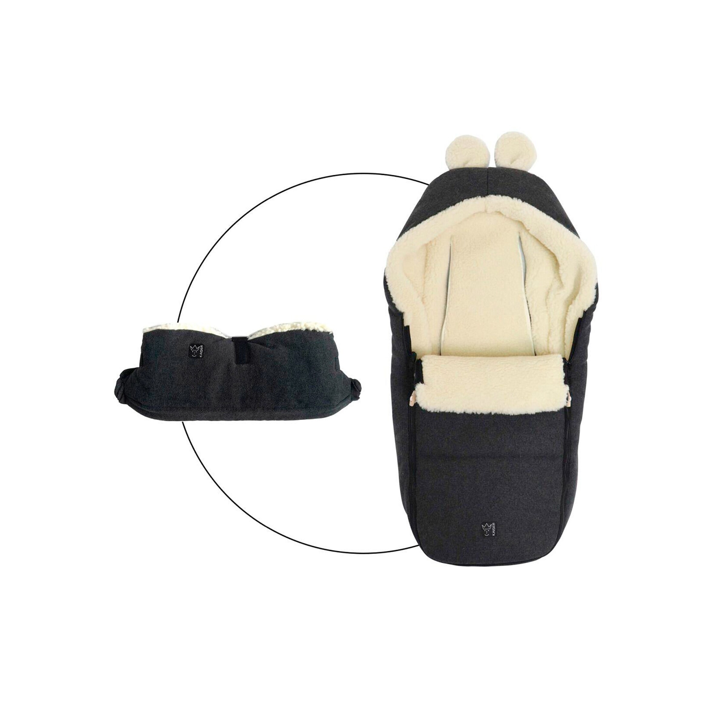 Kaiser Winterfußsack HOODY MAUS WOOL Bundle inkl. Handwärmer dark shadow