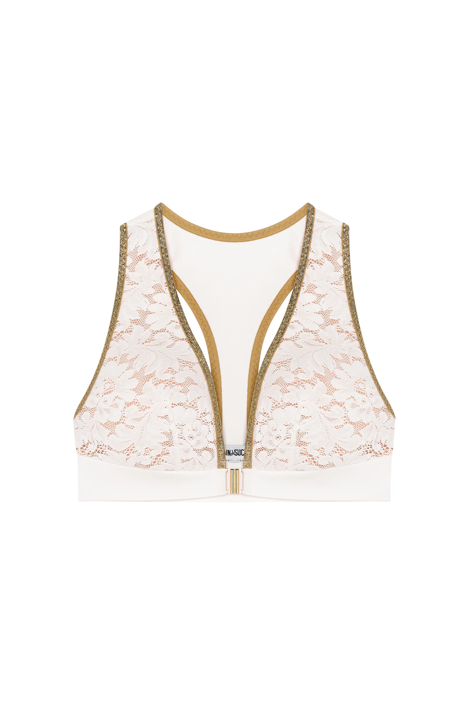 genia Soutien-gorge dos nageur écume en dentelle et lurex Écume
