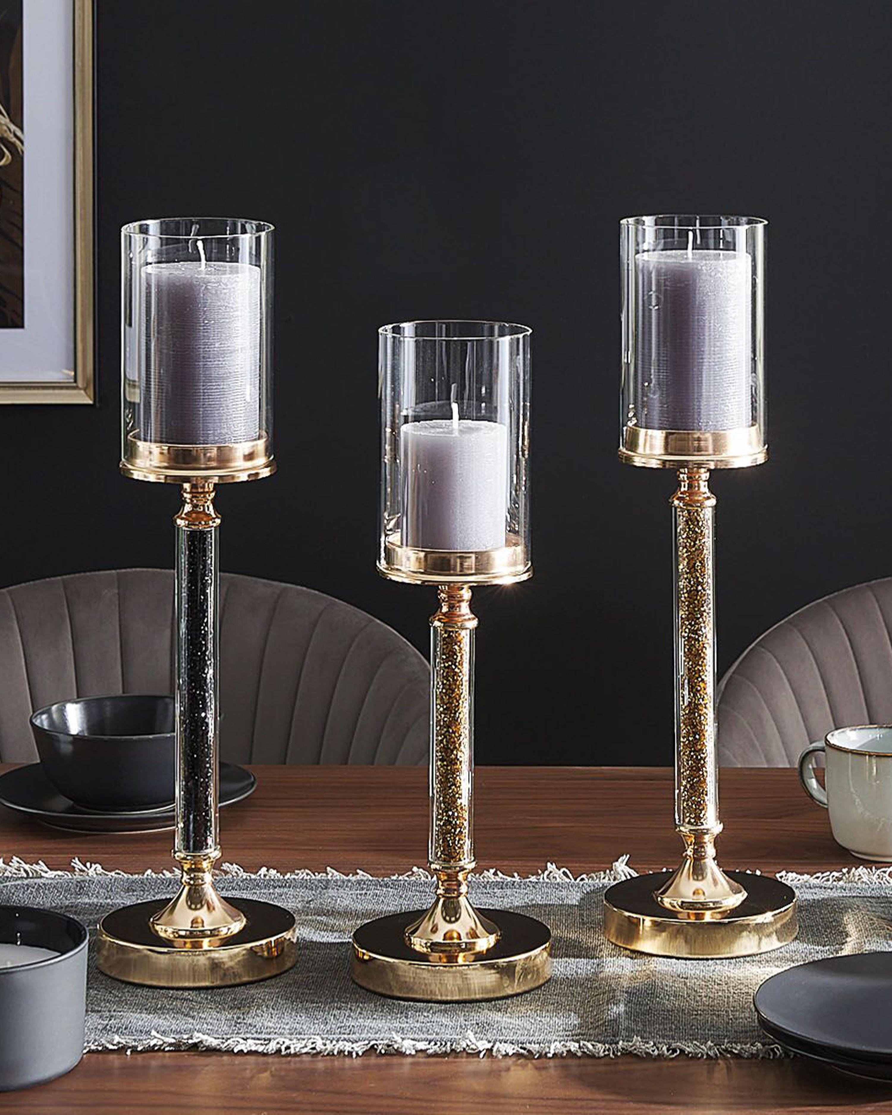 Kaarshouder ABBEVILLE Glas 41 cm Goud