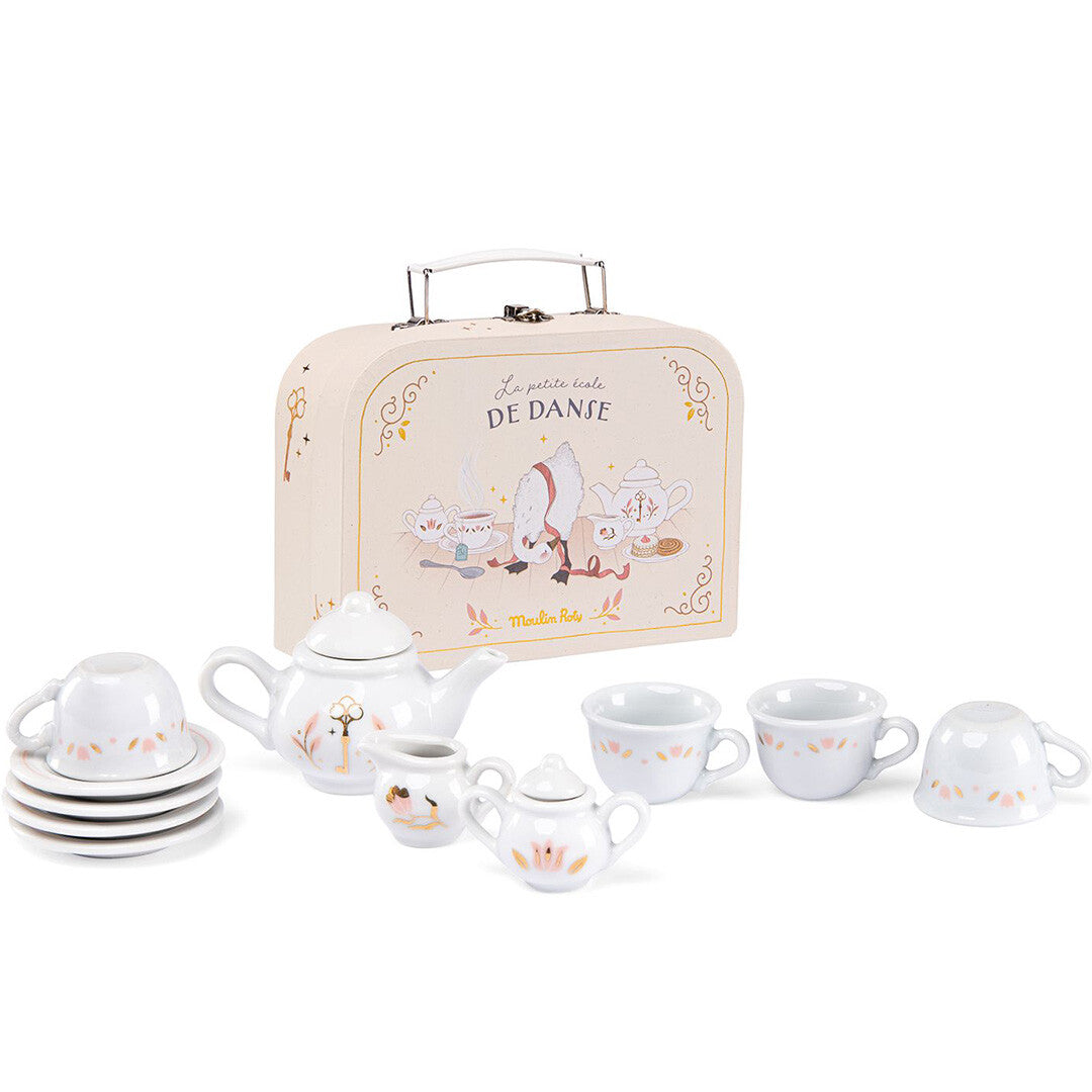 Moulin roty theeservies met koffer la petite école de danse | ilovespelgoed.nl