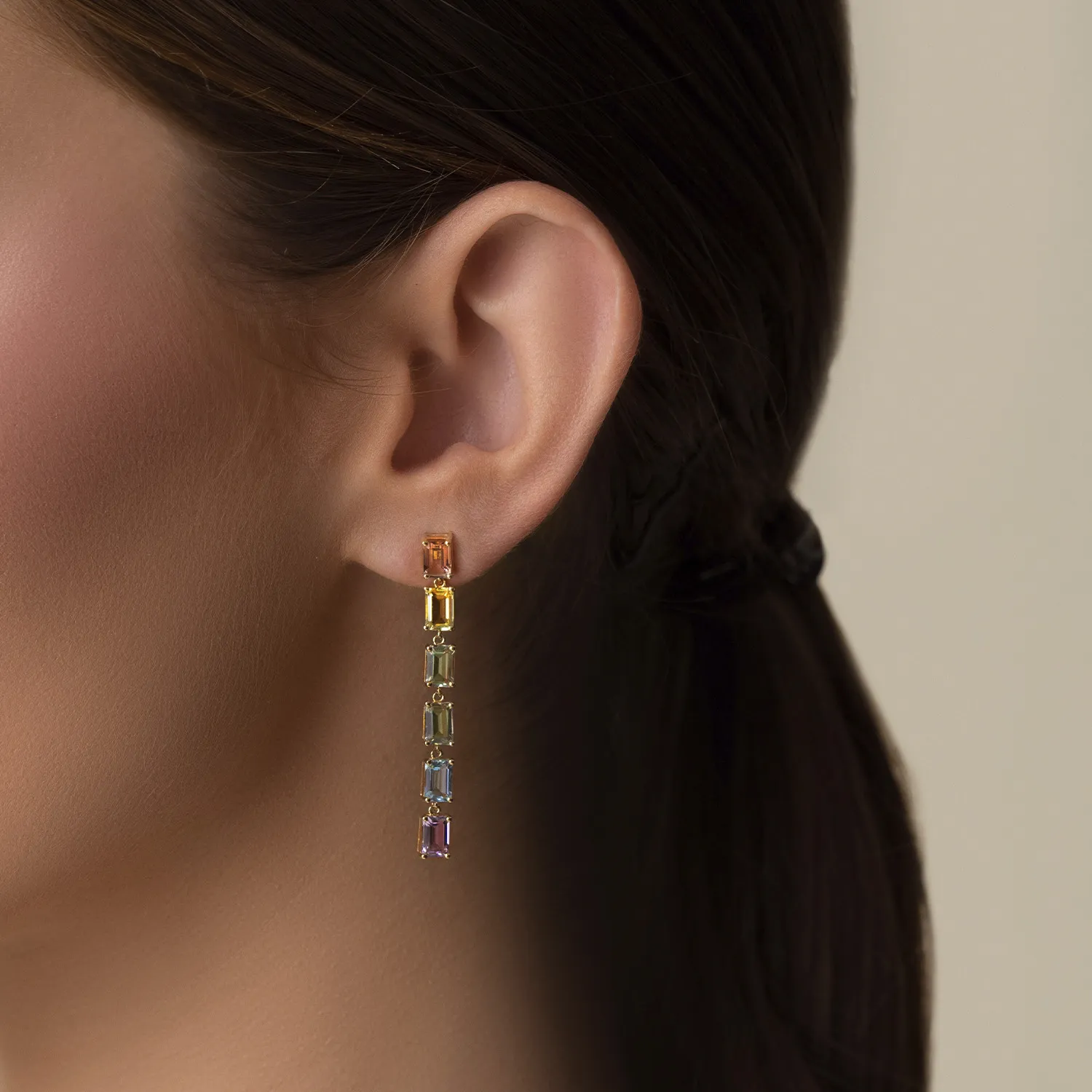 Suzanne Kalan Rainbow Pastel Drop Øreringe 14 kt. Guld PE673C-YG