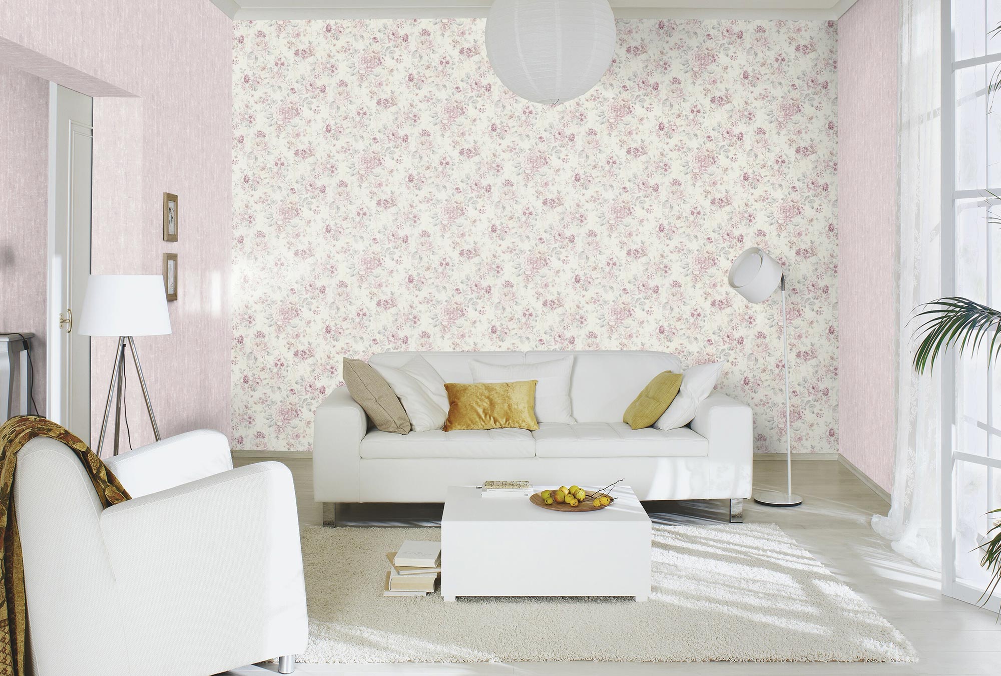 Vliestapete SOUVENIR - rosa-creme - Rosen - 10 Meter