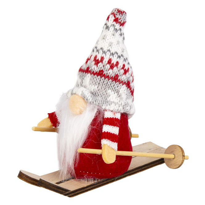 Wichtel auf Skiern - ca. 12,5 x 8 x 14 cm - 1 Stück