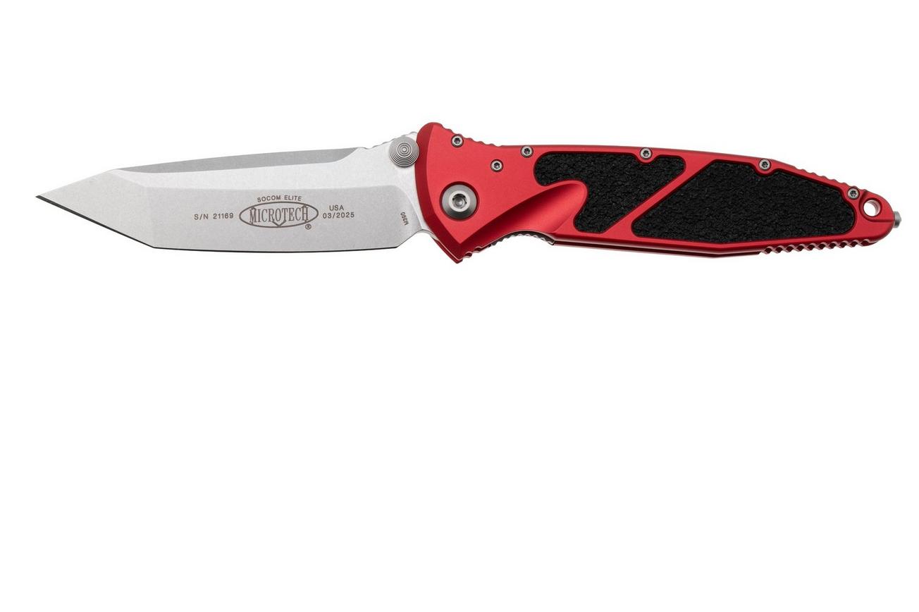 Microtech Socom Elite 161-10RD, Stonewashed M390 Tanto, Red Aluminum zakmes