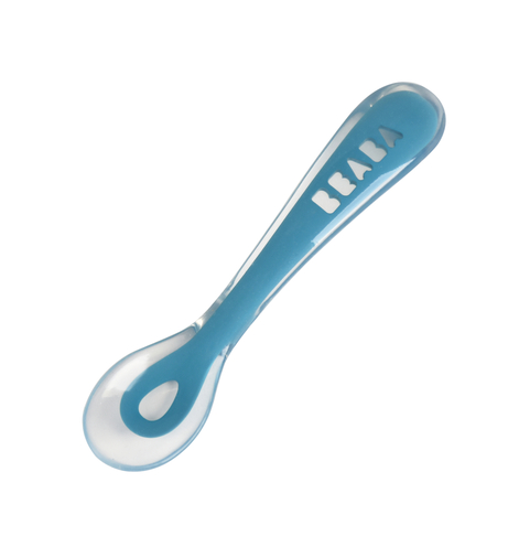 Cuillère 2ème âge soft en silicone blue - BEABA