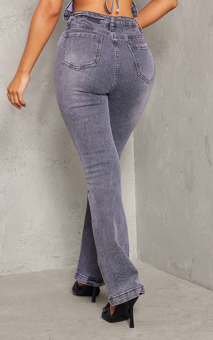Washed Charcoal Jean Évasé Ajusté En Denim Petite