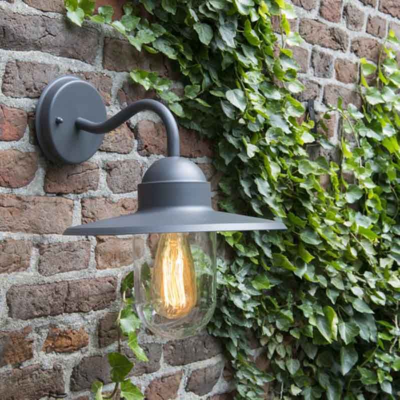 Smart landelijke wandlamp antraciet IP44 incl. wifi E27 - Kansas