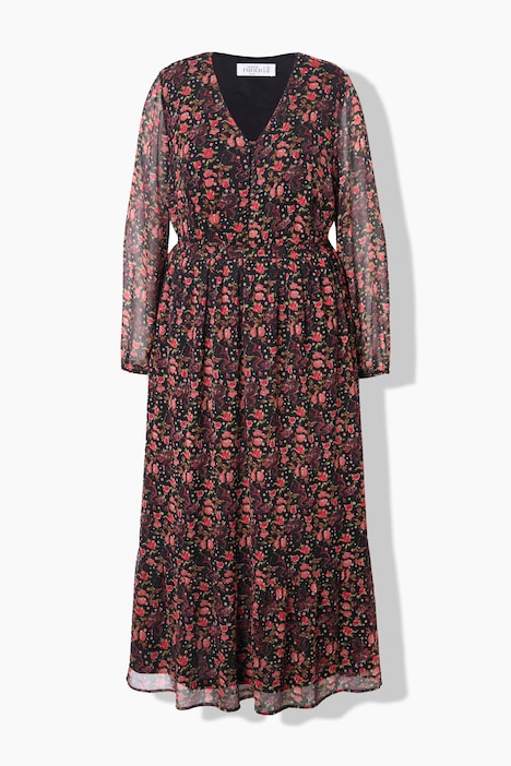 Maxikleid, A-Line, doppellagig, Chiffon, Asia Print