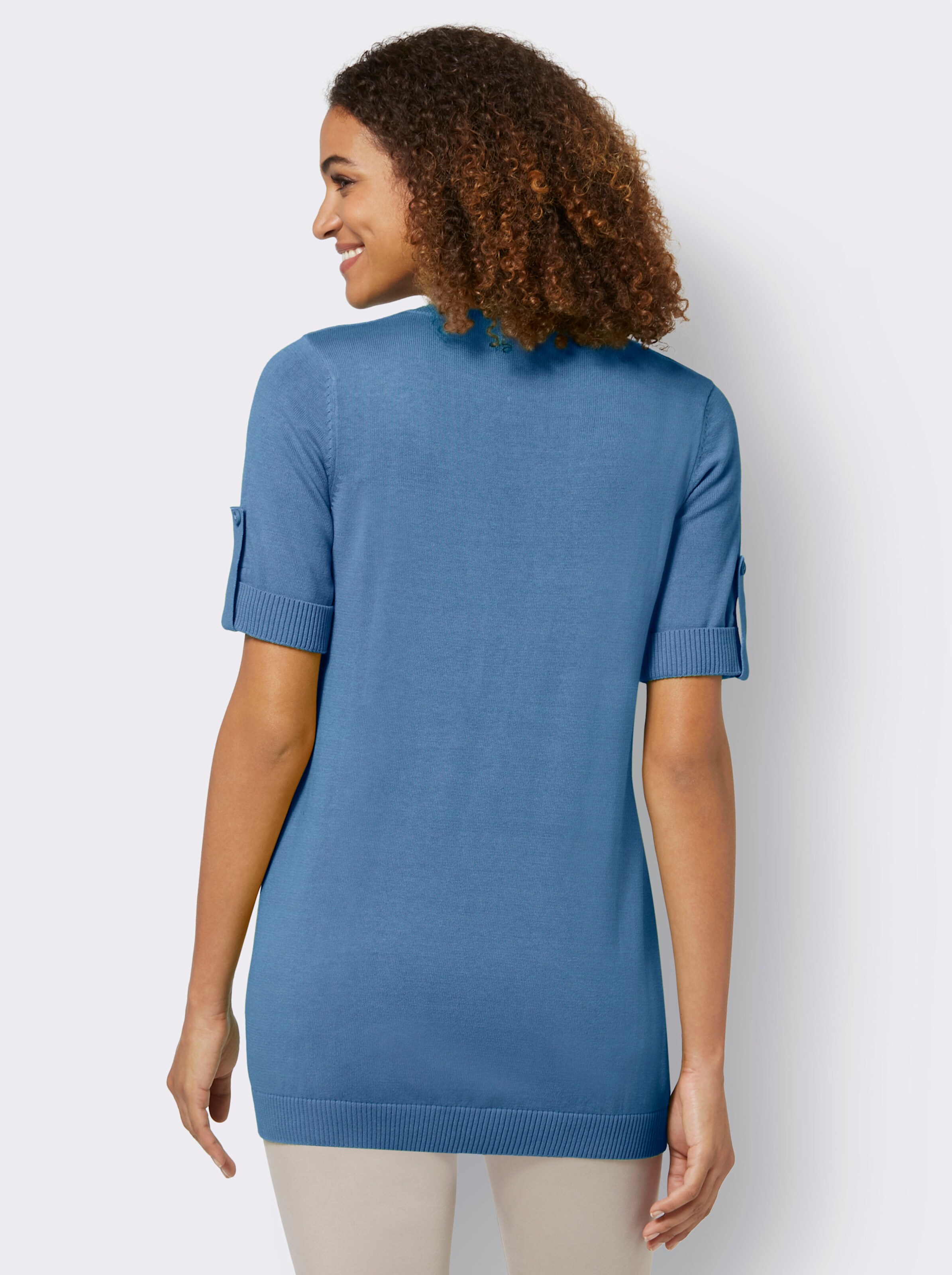 Kurzarmpullover in Longform