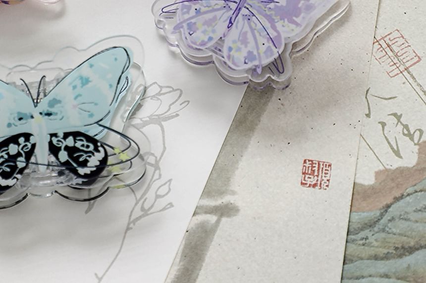 YUNO - Vlindervormige acryl bindclip (verschillende ontwerpen)