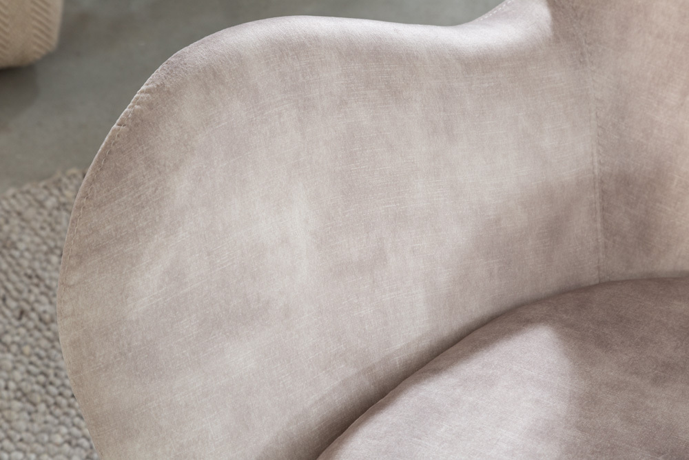 Design Schaukelstuhl SCANDINAVIA SWING champagner greige Samt Schaukelsessel