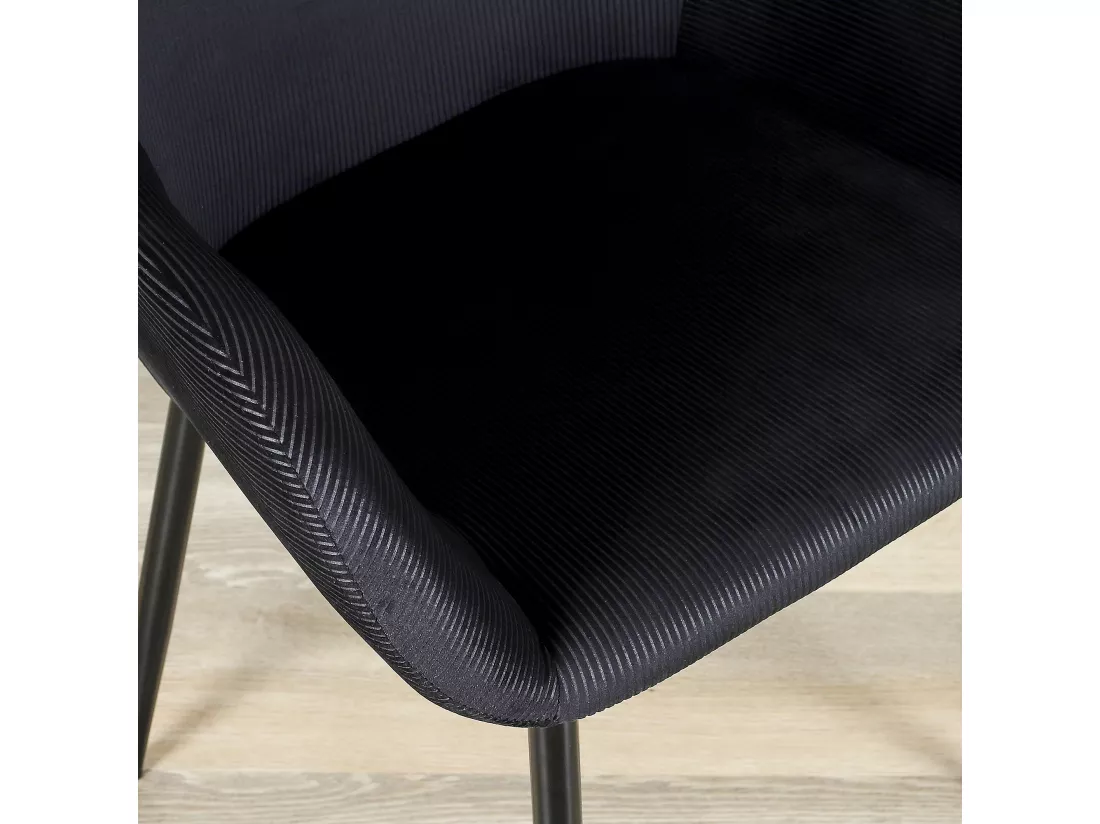 Fauteuil Giulia Noir Velours Cotele - Lot de 2