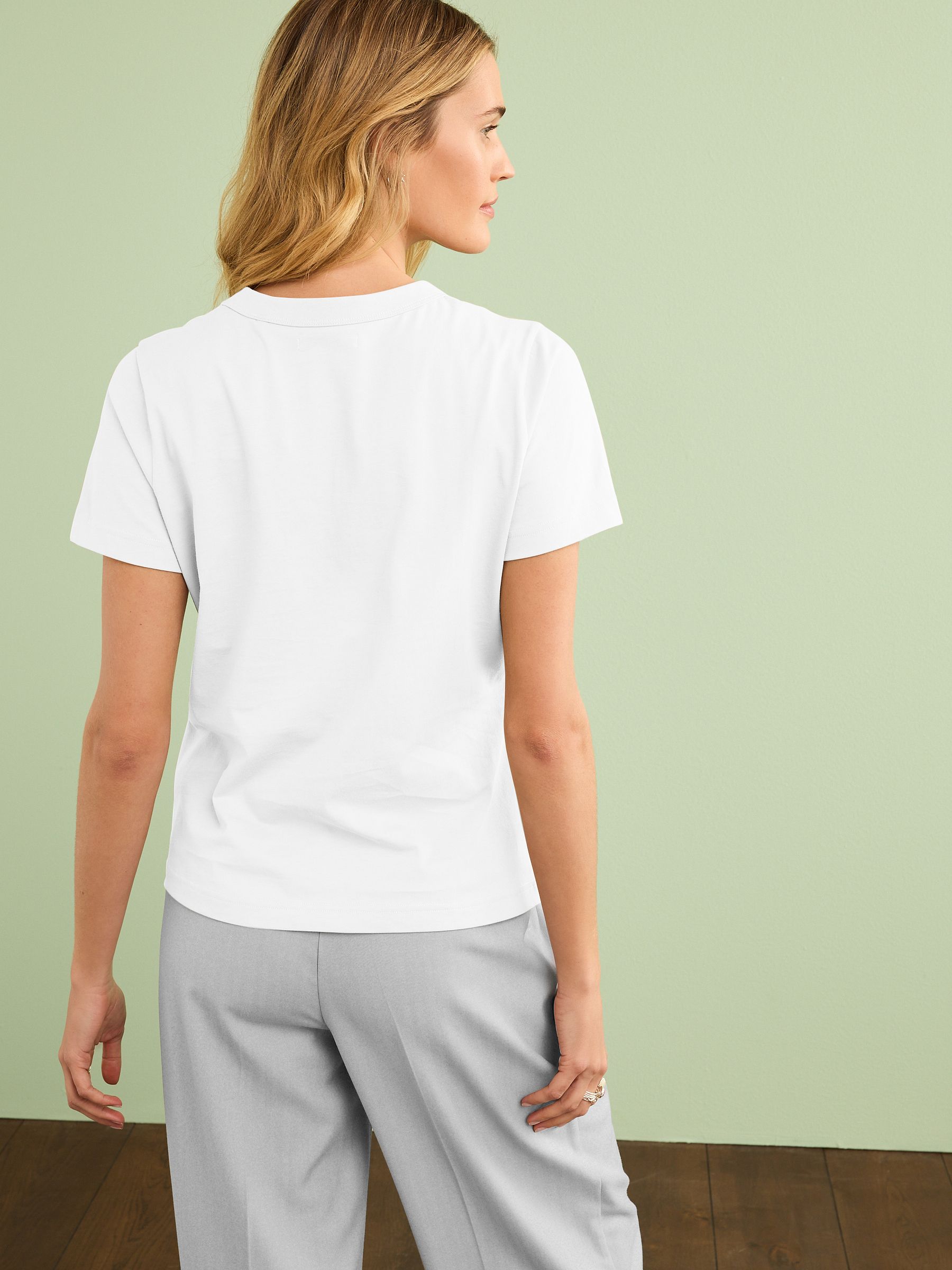 Wit - Must-have zuiver katoenen T-shirt met ronde hals en korte mouwen