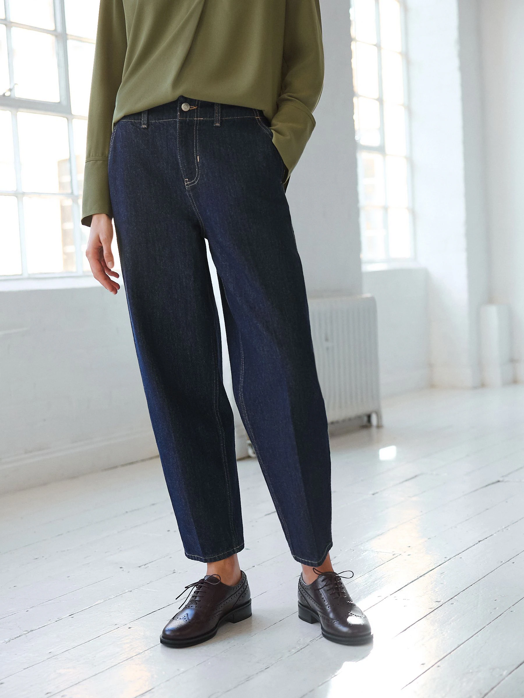 Wassing - 100% Cotton Balloon Barrel Jeans