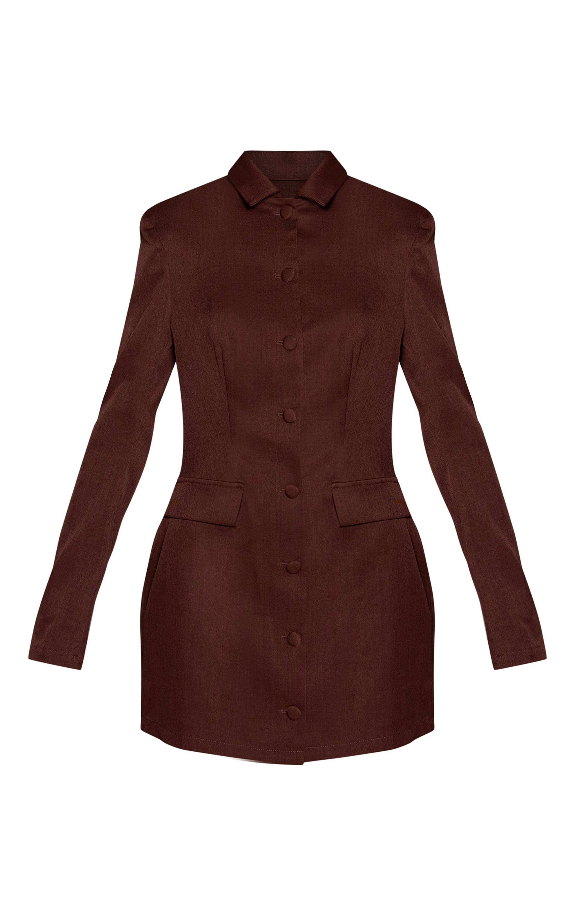 Chocolat Robe Mini Ajustée Boutonnée Avec Détails De Poches