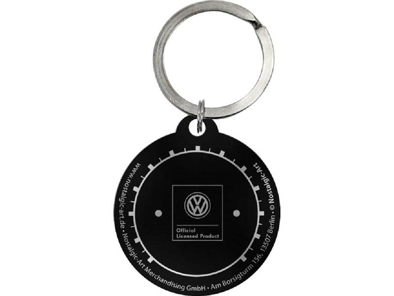 Nostalgic Art Schlüsselanhänger VW Ø 4 cm, Schwarz/Grau Anhänger mit VW Tachometer