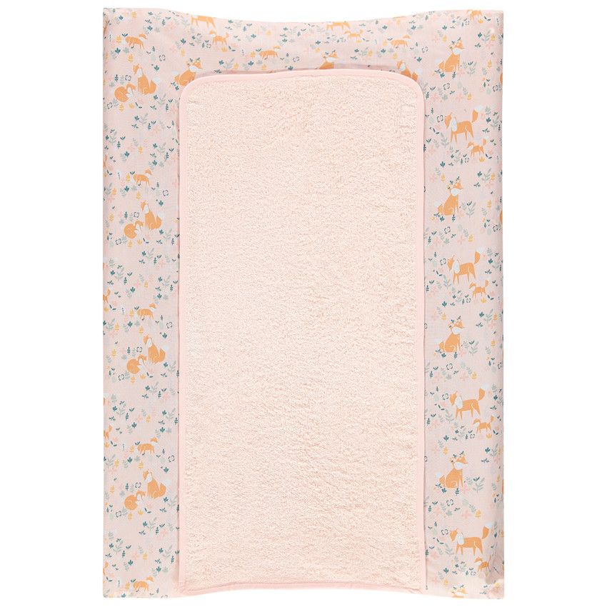 Housse de matelas à langer avec tapis en éponge et imprimé renards - Rose