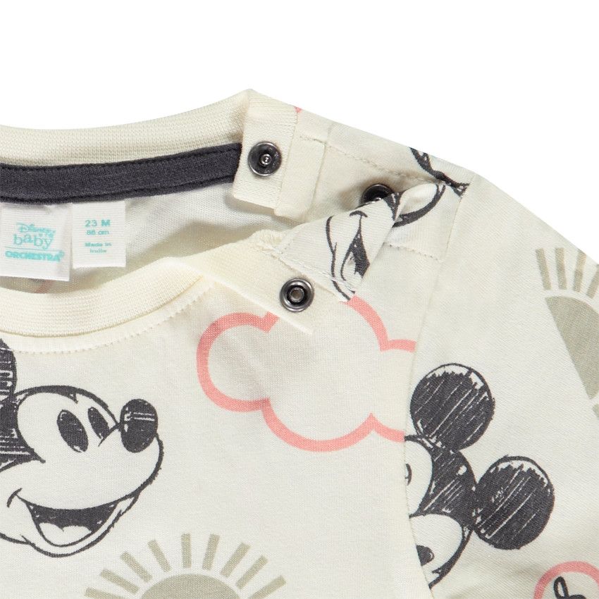 Ensemble court 2 pièces motif Mickey Disney pour bébé garçon - Ecru