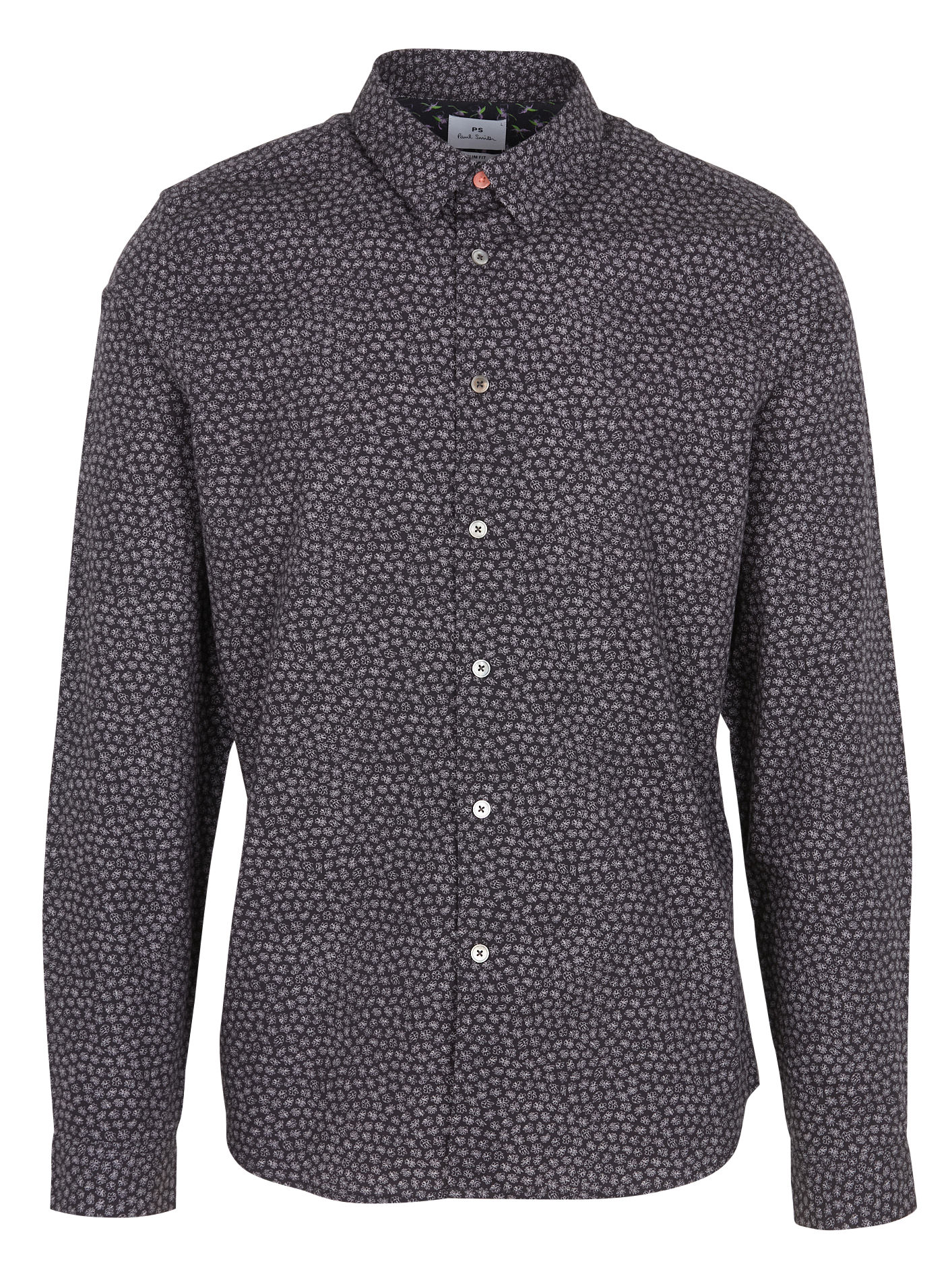 Chemise col classique en coton bio imprimé | Noir