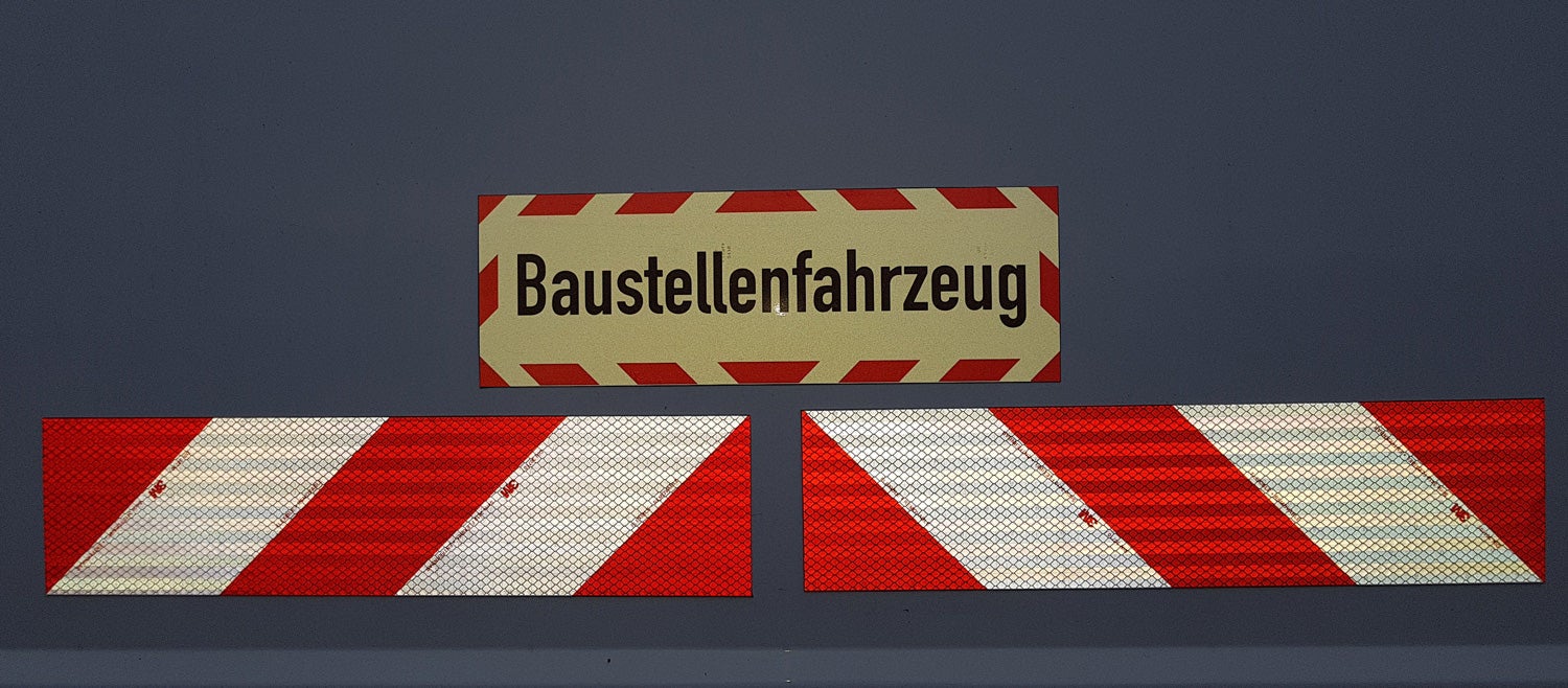 3M 3410 Magnetische voertuigwaarschuwingsmarkeringsset 4x564mm + 1 x extra bord bouwvoertuig 450x150mm