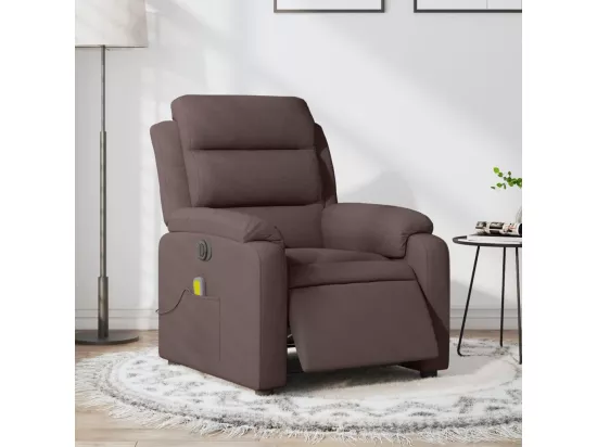 Fauteuil massant inclinable électrique Marron foncé Tissu