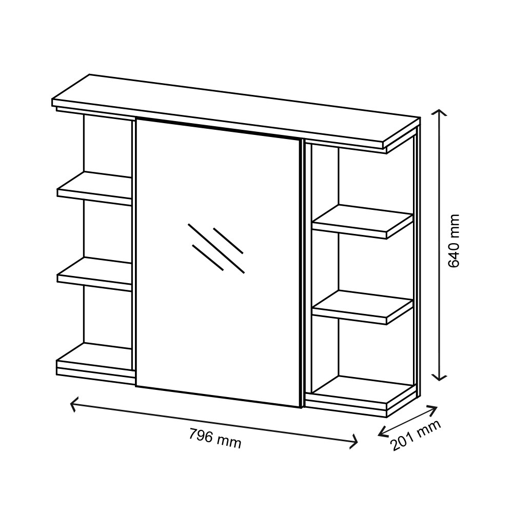 Vicco Spiegelschrank Aquis Spiegel Badspiegel Wandspiegel Bad EicheWeiß