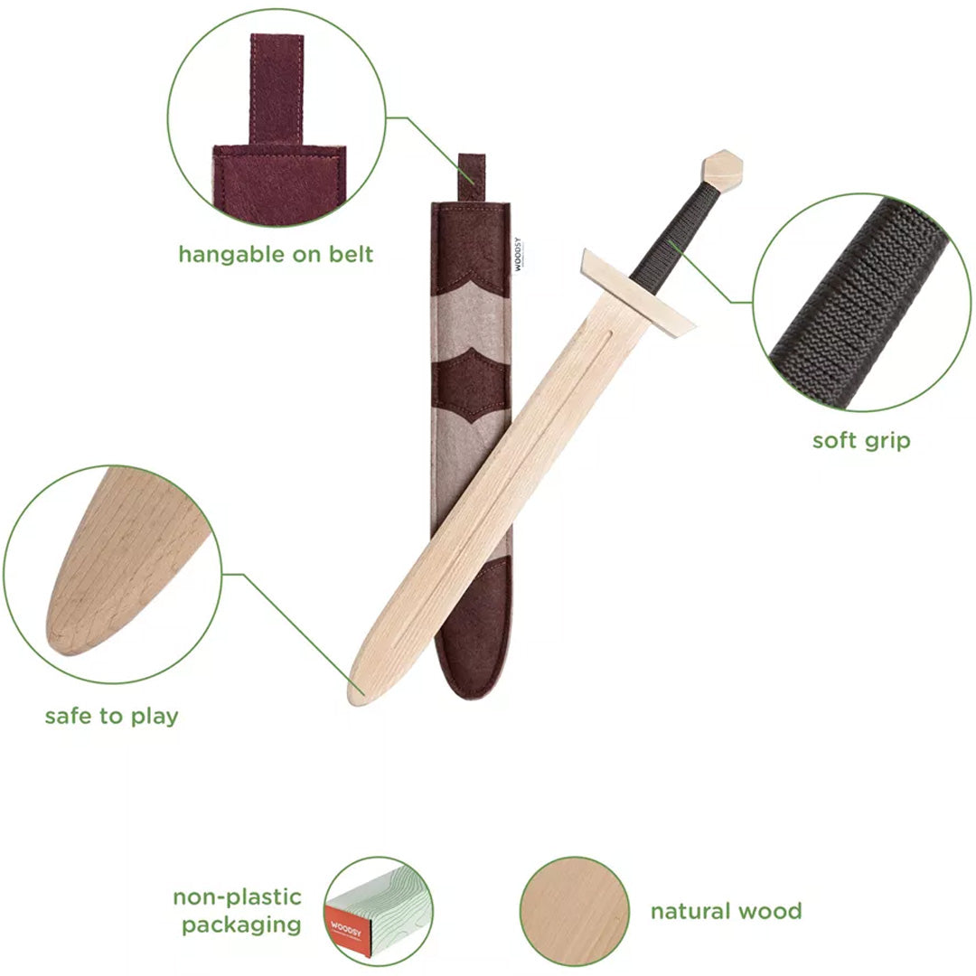 Woodsy groot zwaard met zwart gevest - 57,5 cm