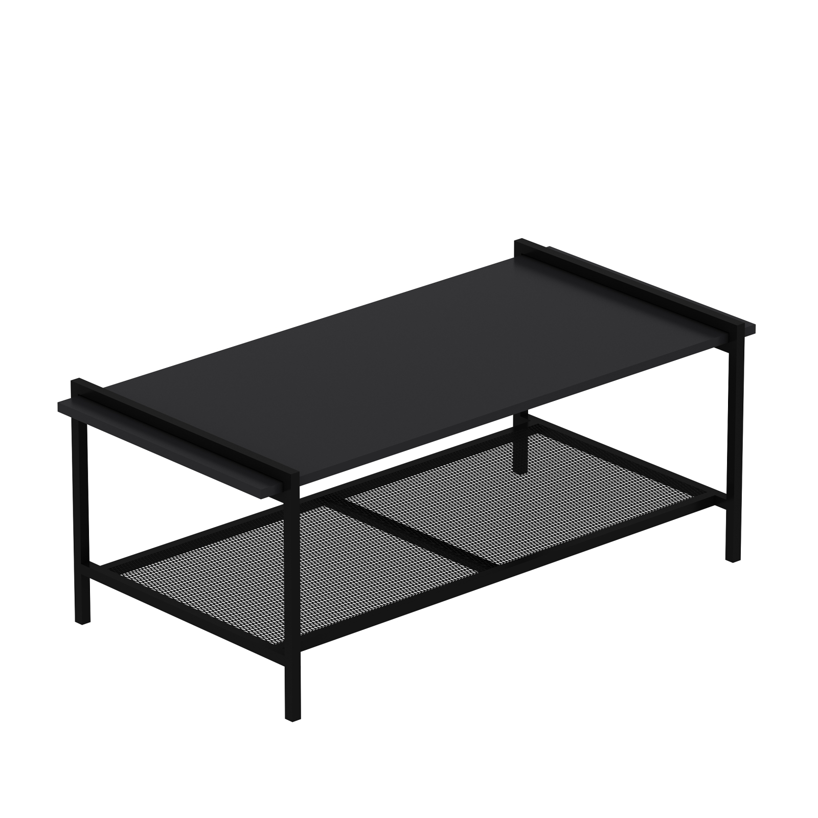 Couchtisch - grau-schwarz - mit Ablage - 120 cm