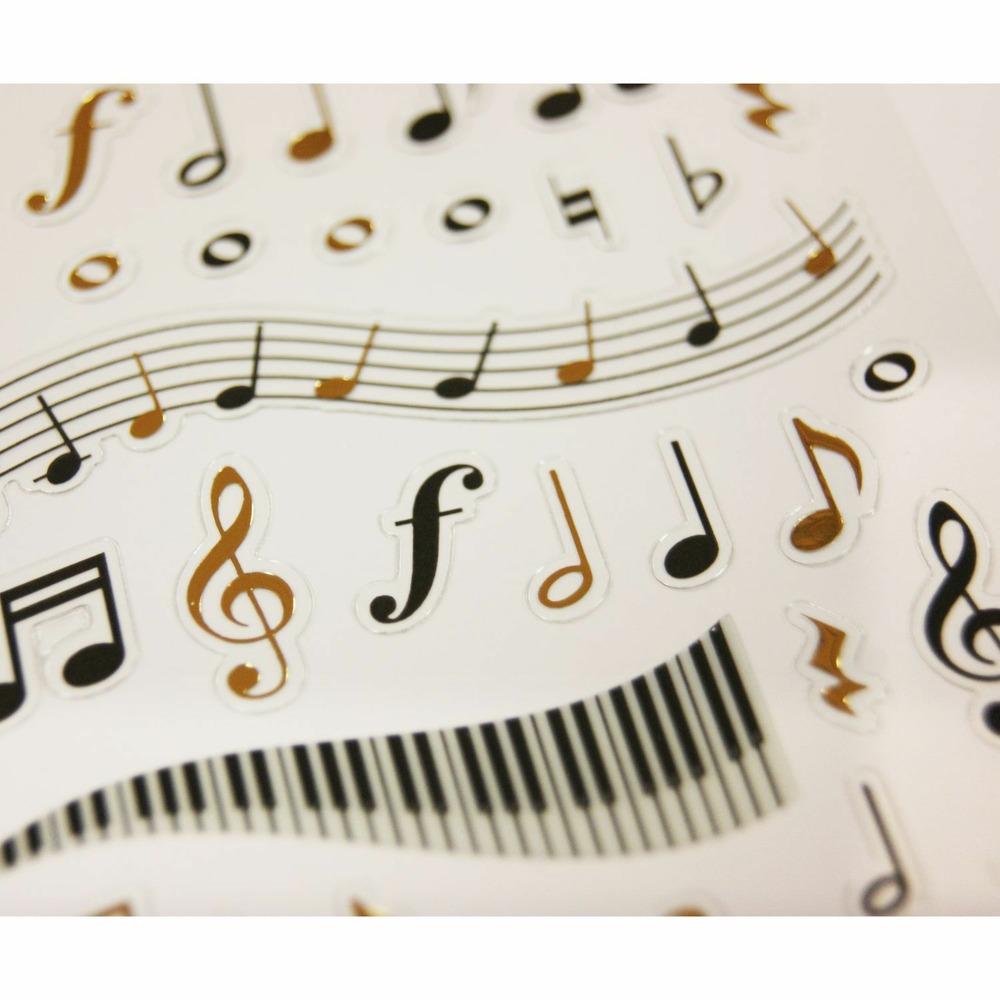 Stickers - notes de musique - dorures - 7,5 x 10 cm