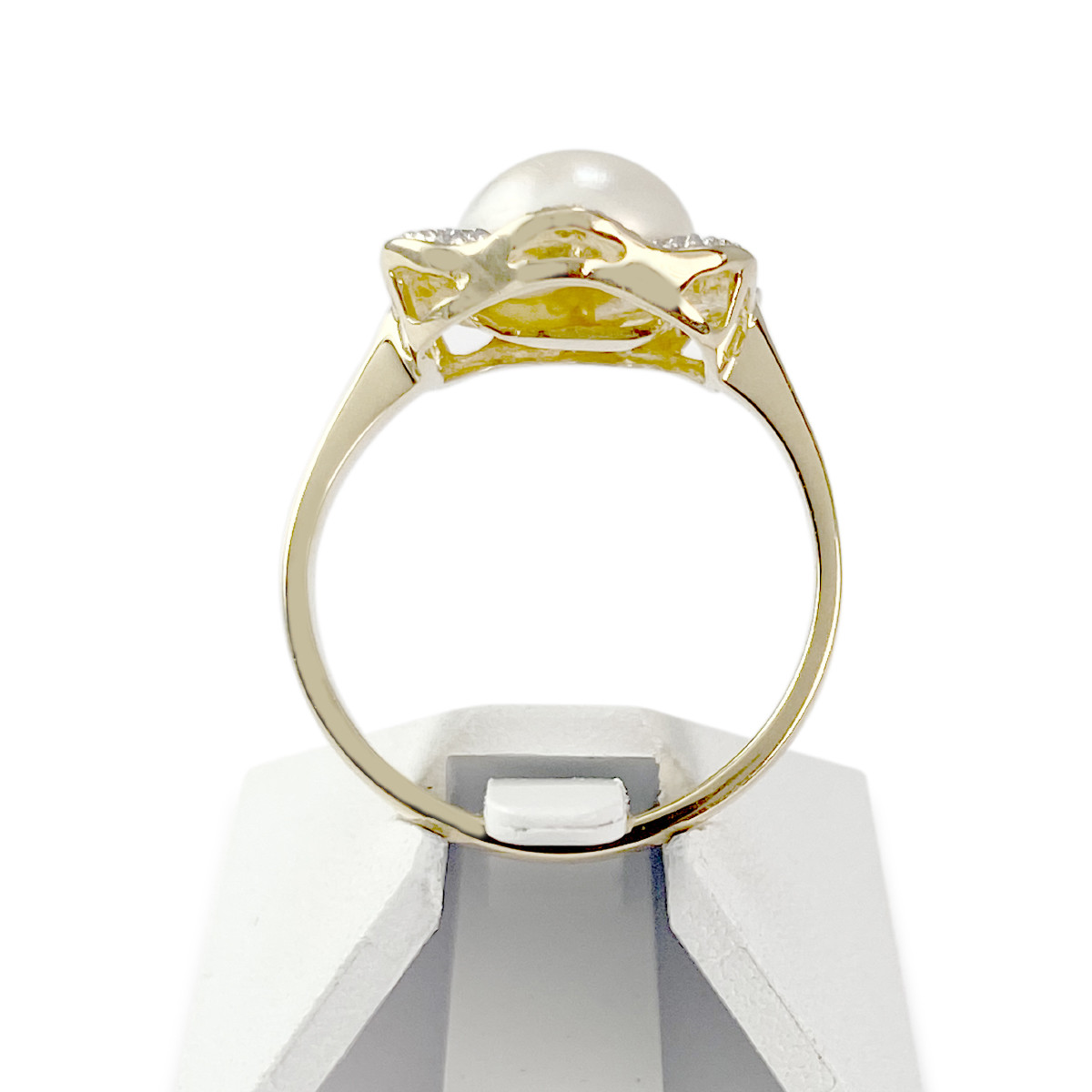 Bague d'occasion or 750 2 tons diamants perle de culture blanche