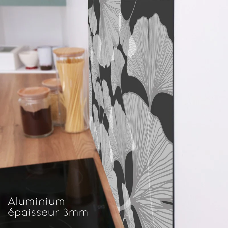 Crédence cuisine Bandeau ALU lot de 2 L100xH 20cm - GINGKO ANTHRACITE