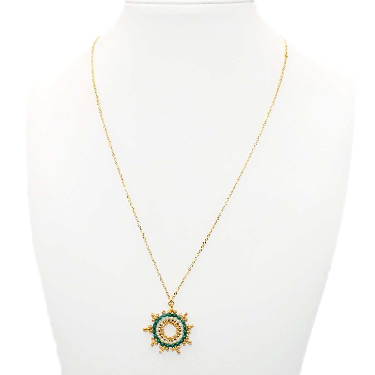 Collier avec pendentif tissé mains- Perles  miyuki -Doré à l'or fin