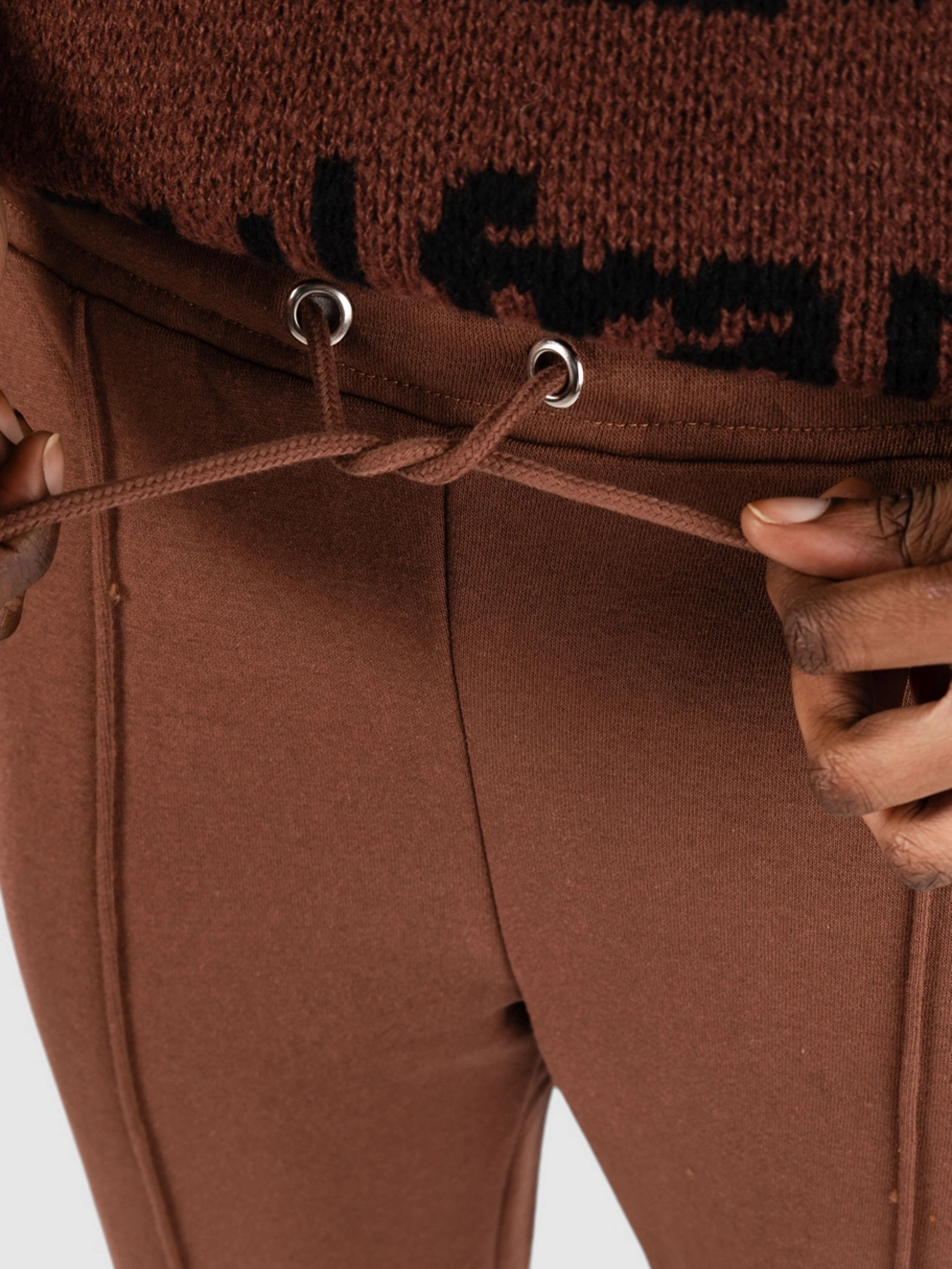 Daisy Street x Paul Frank Piping Detail Low Rise Wide Leg Sweatpants brown blue